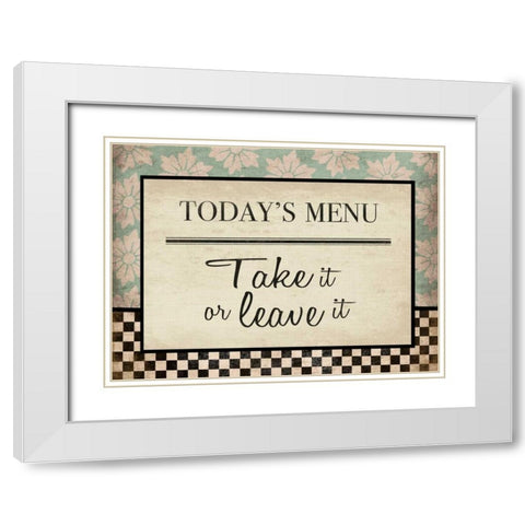 Kitchen Todays Menu 2 White Modern Wood Framed Art Print with Double Matting by Grey, Jace