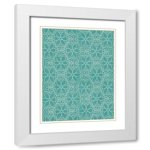 Aqua Pattern White Modern Wood Framed Art Print with Double Matting by Grey, Jace