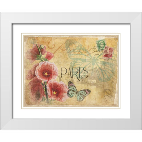 Paris Postcard 1 White Modern Wood Framed Art Print with Double Matting by Grey, Jace