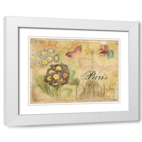 Paris Postcard 5 White Modern Wood Framed Art Print with Double Matting by Grey, Jace