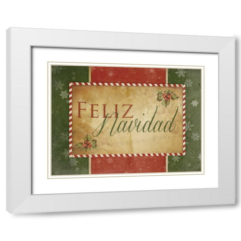 Feliz Navidad White Modern Wood Framed Art Print with Double Matting by Grey, Jace