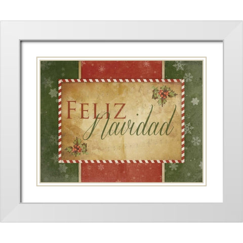 Feliz Navidad White Modern Wood Framed Art Print with Double Matting by Grey, Jace