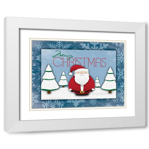 Merry Christmas White Modern Wood Framed Art Print with Double Matting by Grey, Jace