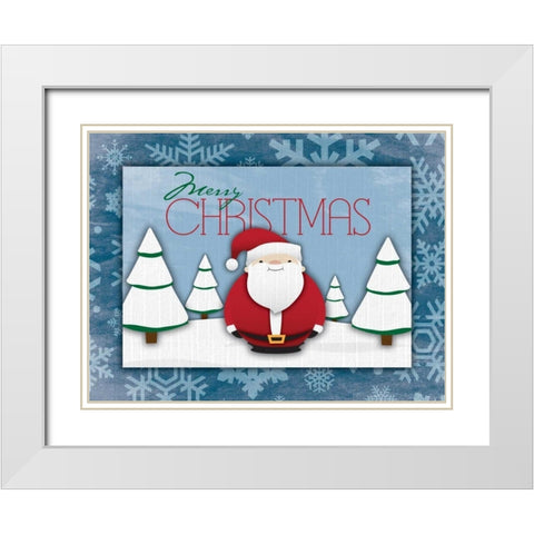 Merry Christmas White Modern Wood Framed Art Print with Double Matting by Grey, Jace
