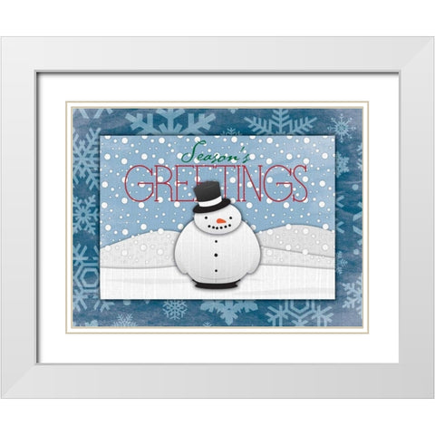 Seasons Greetings White Modern Wood Framed Art Print with Double Matting by Grey, Jace