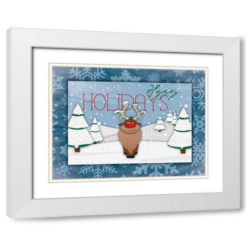 Happy Holidays White Modern Wood Framed Art Print with Double Matting by Grey, Jace