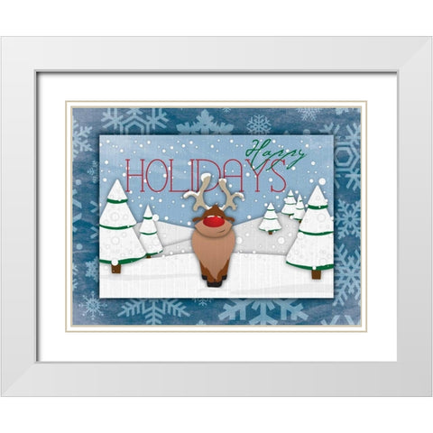 Happy Holidays White Modern Wood Framed Art Print with Double Matting by Grey, Jace