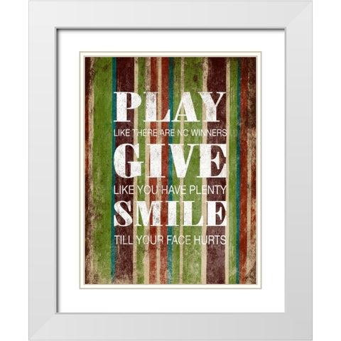 Play Give Smile White Modern Wood Framed Art Print with Double Matting by Grey, Jace