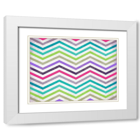 Chevron in Color White Modern Wood Framed Art Print with Double Matting by Grey, Jace