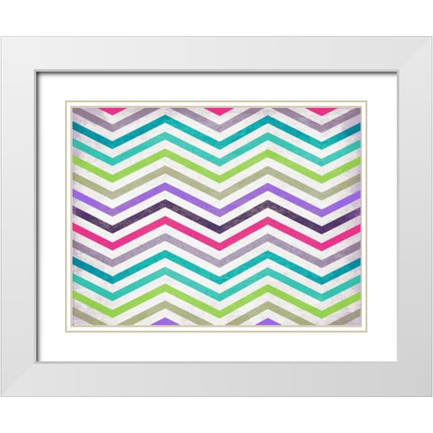 Chevron in Color White Modern Wood Framed Art Print with Double Matting by Grey, Jace