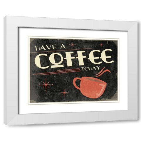 Retro Coffee A White Modern Wood Framed Art Print with Double Matting by Grey, Jace