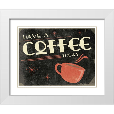 Retro Coffee A White Modern Wood Framed Art Print with Double Matting by Grey, Jace