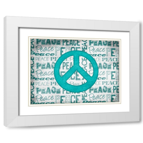 Peace White Modern Wood Framed Art Print with Double Matting by Grey, Jace