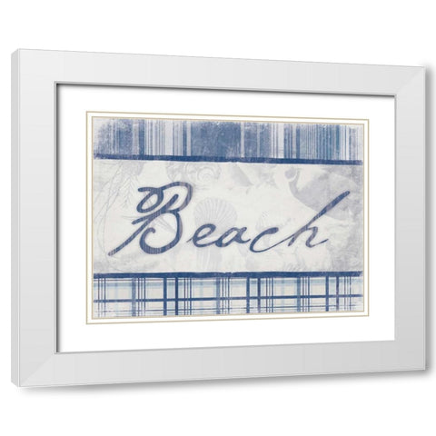 Beach in Navy White Modern Wood Framed Art Print with Double Matting by Grey, Jace