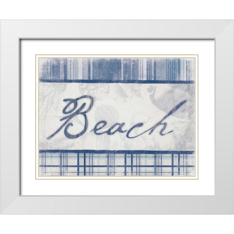 Beach in Navy White Modern Wood Framed Art Print with Double Matting by Grey, Jace