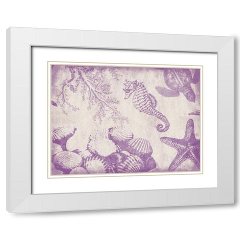 Sea Life in Plum 1 White Modern Wood Framed Art Print with Double Matting by Grey, Jace