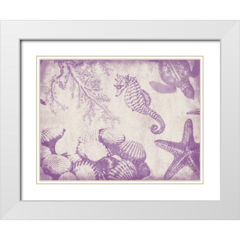 Sea Life in Plum 1 White Modern Wood Framed Art Print with Double Matting by Grey, Jace