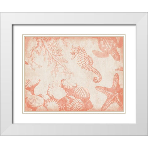 Sea Life in Beige 1 White Modern Wood Framed Art Print with Double Matting by Grey, Jace