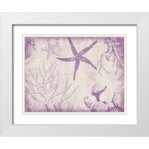 Sea Life in Plum 2 White Modern Wood Framed Art Print with Double Matting by Grey, Jace