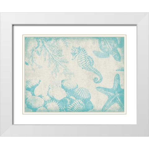 Sea Life in Aqua 1 White Modern Wood Framed Art Print with Double Matting by Grey, Jace