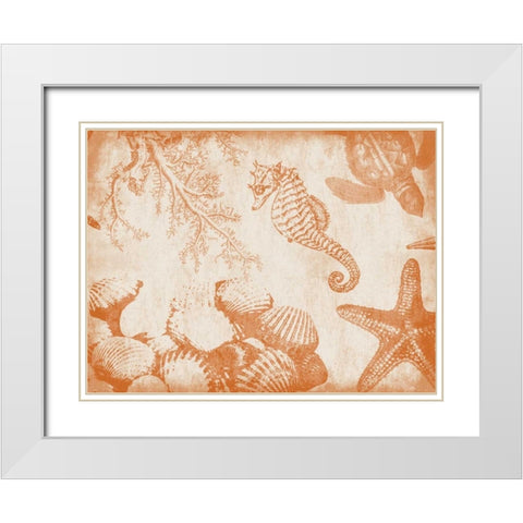 Sea Life in Burnt Orange 1 White Modern Wood Framed Art Print with Double Matting by Grey, Jace