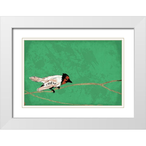 Birds B White Modern Wood Framed Art Print with Double Matting by Grey, Jace