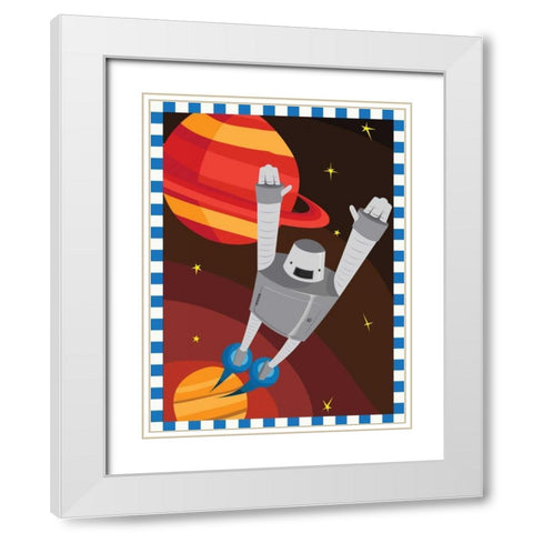 Robots White Modern Wood Framed Art Print with Double Matting by Grey, Jace