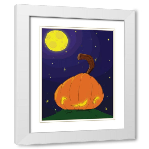 Halloween Pumpkin B White Modern Wood Framed Art Print with Double Matting by Grey, Jace