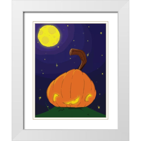Halloween Pumpkin B White Modern Wood Framed Art Print with Double Matting by Grey, Jace