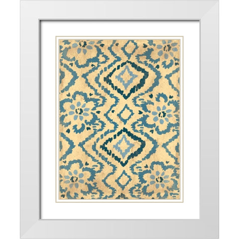 Blue Ikat White Modern Wood Framed Art Print with Double Matting by Grey, Jace