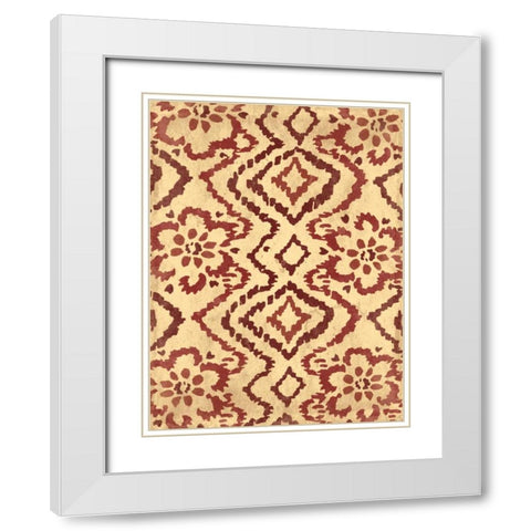 Ox Blood Ikat White Modern Wood Framed Art Print with Double Matting by Grey, Jace