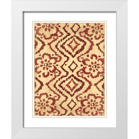 Ox Blood Ikat White Modern Wood Framed Art Print with Double Matting by Grey, Jace