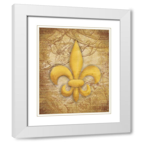 Fleur Delis White Modern Wood Framed Art Print with Double Matting by Grey, Jace