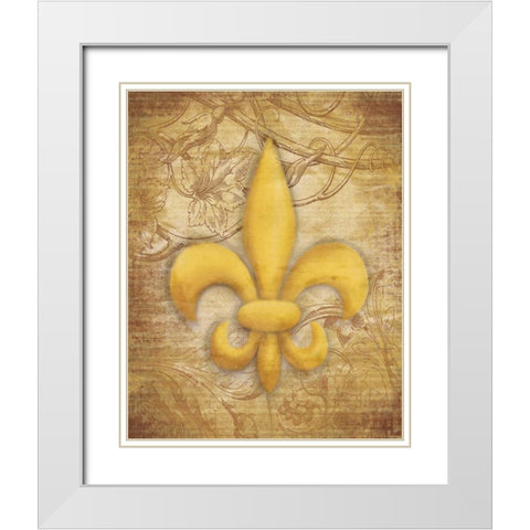 Fleur Delis White Modern Wood Framed Art Print with Double Matting by Grey, Jace