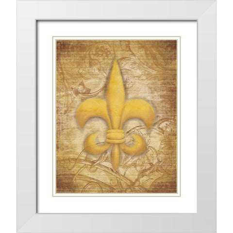 Fleur Delis White Modern Wood Framed Art Print with Double Matting by Grey, Jace