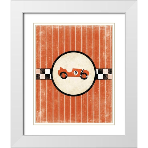 Race Car Nine White Modern Wood Framed Art Print with Double Matting by Grey, Jace