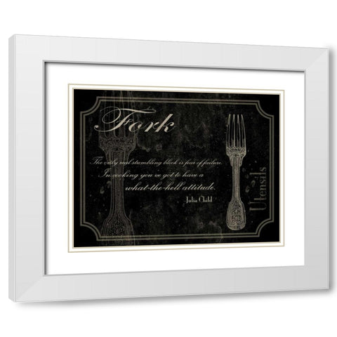 Fork Quote 2 White Modern Wood Framed Art Print with Double Matting by Grey, Jace