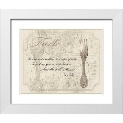 Fork Quote White Modern Wood Framed Art Print with Double Matting by Grey, Jace
