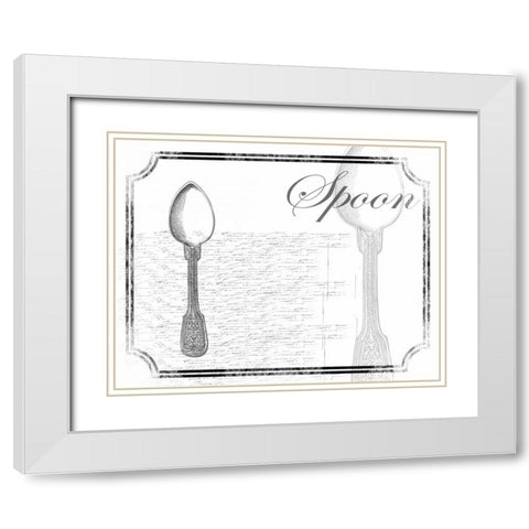 Simple Spoon White Modern Wood Framed Art Print with Double Matting by Grey, Jace