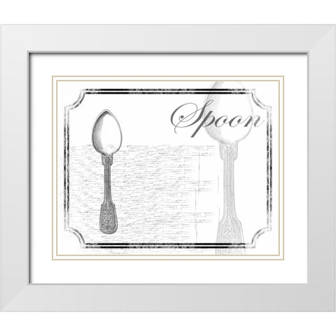 Simple Spoon White Modern Wood Framed Art Print with Double Matting by Grey, Jace