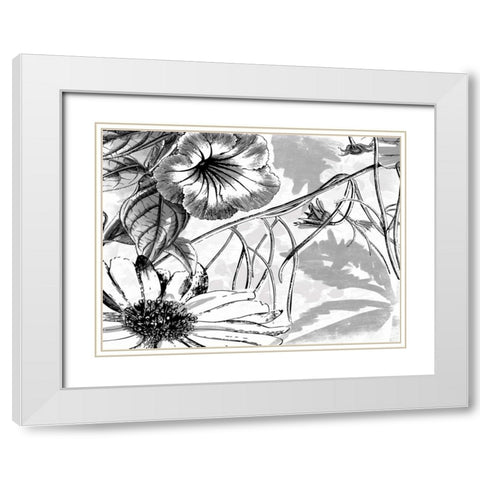 Simple BW Flower White Modern Wood Framed Art Print with Double Matting by Grey, Jace