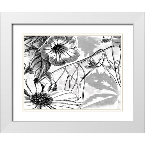 Simple BW Flower White Modern Wood Framed Art Print with Double Matting by Grey, Jace