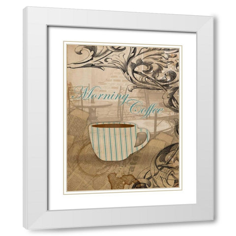 Morning Coffee White Modern Wood Framed Art Print with Double Matting by Grey, Jace