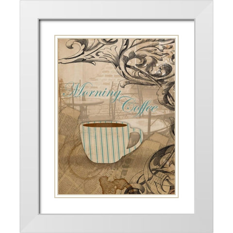Morning Coffee White Modern Wood Framed Art Print with Double Matting by Grey, Jace