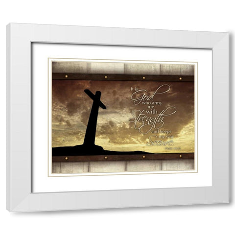 God and Strength White Modern Wood Framed Art Print with Double Matting by Grey, Jace