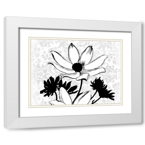 Simple Floral White Modern Wood Framed Art Print with Double Matting by Grey, Jace