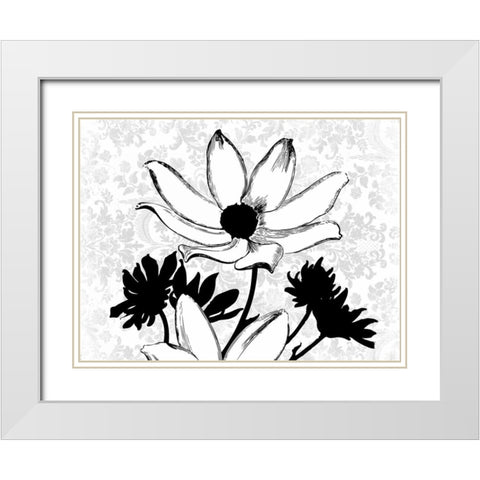 Simple Floral White Modern Wood Framed Art Print with Double Matting by Grey, Jace