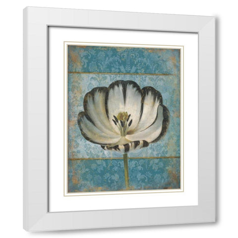 Single Flower 1 White Modern Wood Framed Art Print with Double Matting by Grey, Jace