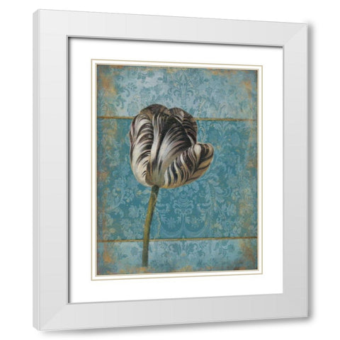 Single Flower 2 White Modern Wood Framed Art Print with Double Matting by Grey, Jace