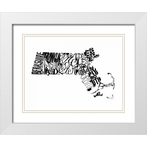 Massachusetts White Modern Wood Framed Art Print with Double Matting by Grey, Jace